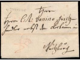 "v. Straubing" , sehr seltener L1 auf Faltbrief nach Würzburg, mit komplettem Inhalt vom 20.7.1787, Feuser 3478-1 = 1000 
Po