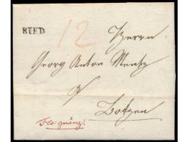 Bayer. Postanstalt im Innviertel (Österreich), &nbsp;schwarzer L1 &nbsp;Ried &nbsp;auf Faltbrief mit komplettem Inhalt vom 8.