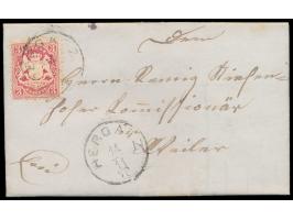 3 Kr. auf Faltbrief mit seltenem Einkreisstempel  Hergatz  14.11.72 (mit Jahreszahl), Sem Nr. 12a, nach Weiler, Ankunftstempe