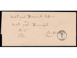 Dienst-Briefhülle mit seltenem kleinem K1  Lachen 23.5.  mit Zierstück unten, Rückseite Ankunftsstempel Halbkreisstempel Eden