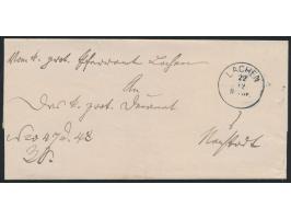 Dienst-Briefhülle mit seltenem kleinem K1  Lachen 23.5.  mit Zierstück unten, Rückseite Ankunftsstempel Halbkreisstempel Eden