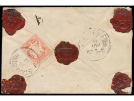 Einzelfrankatur 50 Pf. zinnoberrot (Ausgabe 1876) rückseitig auf kleinformatigem gesiegeltem Wertbrief nach München, Stempel 