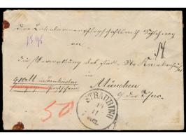 Einzelfrankatur 50 Pf. zinnoberrot (Ausgabe 1876) rückseitig auf kleinformatigem gesiegeltem Wertbrief nach München, Stempel 