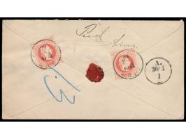 Österreich, Ausgabe 1867: Ganzsachenumschlag 5 Kr. mit rückseitig 2 x 5 Kr., Stempel &nbsp;Linz &nbsp;28.4.1880, Halbrundstem