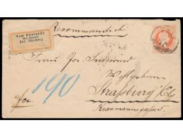 Österreich, Ausgabe 1867: Ganzsachenumschlag 5 Kr. mit rückseitig 2 x 5 Kr., Stempel &nbsp;Prag Recomnd. &nbsp;24.7.81, &nbsp