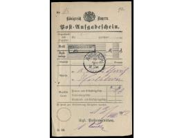 "Post-Aufgabeschein" mit schwarzen R2  "Eingeschrieben No. ..."  und Stempel  Ansbach  13.8.(1882)
Stichwort: Einschreibbrief