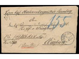 unfrankierter  Wertbrief  mit Wertangabe 8036 M. "gegen Schein" des K.B. Oberlandesgericht Bamberg nach Würzburg, Stempel  Ba