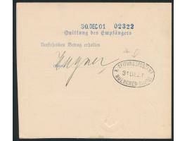 Postanweisung - Postdienstsache  auf 15 Pf. für eine Zeitung, Stempel  Bruck-Fürstenfeld  28.12.01 und Postamt-Dienstsiegel B