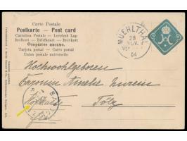 Ansichtskarte mit Portofreiheitsvermerk "Hofkarte frei" und kleiner Prägedruck-Siegelmarke, Stempel  Muehlthal  28.11.04, nac