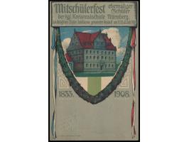 Privatganzsache 5 Pf. Wappen,  Mitschülerfest ehemaliger Schüler der kgl. Kreisrealschule Nürnberg ... 1908,  Frech C 149, St