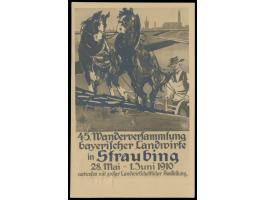 Privatganzsache 5 Pf. Wappen,  45. Wanderversammlung bayerischer Landwirte in Straubing ...,  Frech C 174, Stempel Landshut 1