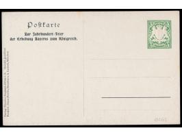 Privatganzsache 5 Pf. Wappen,  Jahrhundertfeier der Erhebung Bayerns zum Königreich,  komplette Serie von 6 ungebrauchten Kar