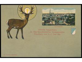 Privatganzsache 5 Pf. Luitpold,  XI. Ober-Unterfränkisches Bundesschießen Münchberg ... 1911,  mit Bild Stadtansicht, Frech C