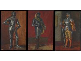 "Krieger aus alter Zeit",  Uniformen aus dem Armeemuseum, Wertstempel Huppsches Wappen 5 Pf.,  komplette ungebrauchte Serie v