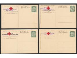 Landeskomitee vom Roten Kreuz,  grüner Wertstempel  7 1/2 Pfg. Huppsches Wappen,  Serie von 6 Ganzsachen mit Bildern von Beth