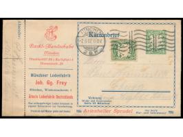 Anzeigen-Kartenbrief  5 Pf.,  Serie III München,  Strahlenberg / Mette  E 1 / 03,  mit Zusatzfrankatur 5 Pf., Maschinenstempe