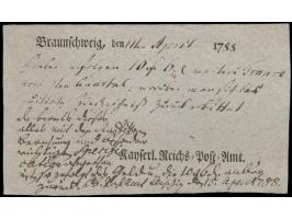 Kaiserliche Reichspost,  Postschein mit Ortseindruck  Braunschweig  vom 11. April 1788 für eine Geldsendung nach Leipzig und 