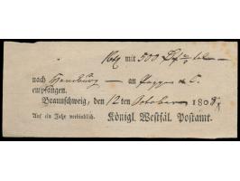 Königreich Westphalen, &nbsp;seltener &nbsp;&nbsp;Postschein des &nbsp;Postamt Braunschweig &nbsp;für eine Geldsendung nach H