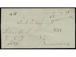 Faltbrief "Herrschaftl. Dienstsache" mit L1  Wolfenbüttel  und  Zahlstempel "100"  nach Braunschweig, ca. 1817, ohne Inhalt
P