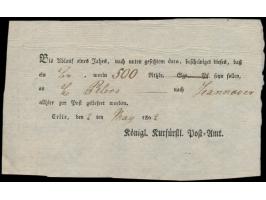 Postschein  "Königl. Kurfürst. Post-Amt"  mit Ortseindruck  Celle , 2. Mai 1802, für eine Geldsendung nach Hannover
Postleitz