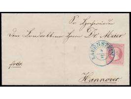 1 Gr., vollrandig, auf Briefhülle mit handschriftlichem Absender Moritz Hollander, Salzhemmendorf 8.2.64f, blauer Stempel  La