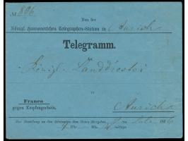blauer  Telegramm-Umschlag  von der Königl. Hannoverschen Telegraphen-Station in Aurich an die Königl. Landdrostei in Aurich,