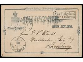 Helgoland-Ganzsache nach Hamburg, geschrieben auf Helgoland am 7.8.1882, R2 &nbsp;Aus Helgoland über Cuxhaven, &nbsp;Haller-A