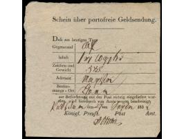 Postschein  "Schein über portofreie Geldsendung",  handschriftlich  "Potsdam,  27.9.1839"
Postleitzahl: 144
