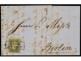 3 Sgr. (vollrandig) auf Faltbrief nach Berlin, entwertet mit R2  Mewe  4.7.(1859), Entwertung mit  Ortsstempel auf 1. Ausgabe