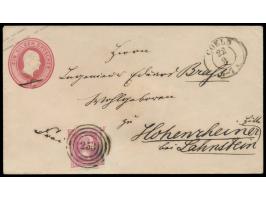 Ganzsachenumschlag 1 Sgr mit Zusatzfrankatur  1 Sgr. "glatter Grund" , Nummernstempel 258 und Stempel Cöln 22.9., nach Hohens