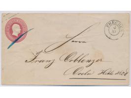 Ganzsache 1 Sgr mit K2  Frechen  4.10. nach Coeln, Ausgabestempel 5.10.
Postleitzahl: 502
