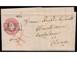 Ganzsachenausschnitt  ohne Seidenfaden (rund geschnitten) auf Faltbrief mit Inhalt, R2  Werl  15.4.(1859), nach Hamm, Ausg.-S