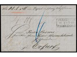 R3 &nbsp;Elberfeld Packkammer &nbsp;12.9.(1859) auf &nbsp;Paketbegleitbrief &nbsp;nach Erfurt, rückseitig Palet-Nummernzettel