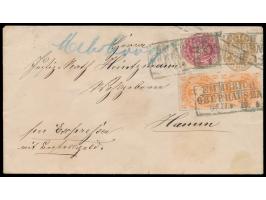 Ganzsachen-Umschlag 3 Sgr. mit Zusatzfrankatur 1 Sgr. Wappen und  2x 6 Pfg. Adler  auf  Eilbrief,  "per Expressen mit Bestell