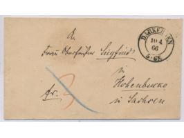 K2  Darkehmen  10.4.66 auf barfrankiertem Brief (Umschlag) nach Hohenbuckow, Ausg.-Stempel 13.4.
Stichwort: RPD Danzig und Kö