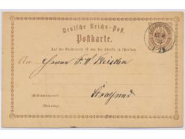 seltener Preußen-K1  Zirkow  17.9.73 als Nachverwendung auf Deutsches Reich-Ganzsache 1/2 Gr nach Stralsund
Stichwort: Deutsc