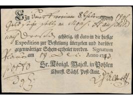 Personalunion Sachsen - Polen: &nbsp;Postschein &quot;Sr. Königl. Majest. in Pohlen Churfl. Sächs. Post-Amt&quot;, &nbsp;Plau