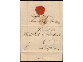 Faltbrief mit komplettem Inhalt aus &nbsp;Dresden &nbsp;vom 25.8.1814 nach Leipzig, rückseitig gut erhaltenes &nbsp;Lacksiege
