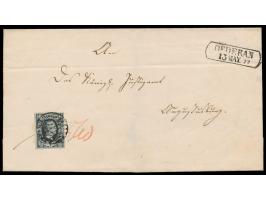 1/2 Ngr. Friedrich August auf mattgrünlichgrau (vollrandig) als Einzelfrankatur auf Faltbriefhülle nach Augustusburg, Vollgit