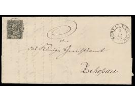 1/2 Ngr König Johann (vollrandig) mit  Nummernstempel 101  und Einkreisstempel  Schellenberg  2.12.62 auf Faltbriefhülle nach