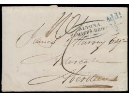 Faltbrief aus Helsingör nach Aberdeen, rückseitig R2  Helsingör / 20. Juni 1837,  vorderseitig Ovalstempel  Altona Schiffs-Br