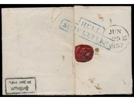 Faltbrief aus Helsingör nach Aberdeen, rückseitig R2  Helsingör / 20. Juni 1837,  vorderseitig Ovalstempel  Altona Schiffs-Br