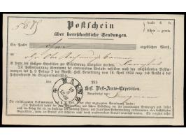 Postschein über herrschaftliche Sendungen,  "Schein - gratis", für ein Paket ohne Wert nach Darmstadt, Stempel  Mainz  19.5.1