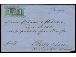 2 x 1 Sgr (Schnittmängel) mit preußischem &nbsp;Bahnpoststempel Eisenach - Halle &nbsp;24.9.(1859) II und handschriftliche St