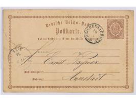 seltener Thurn- und Taxis-K1  Reichensachsen  10.9.(1874) auf Ganzsache 1 Gr. nach Arnstadt, Ankunftstempel 11.9.74
Postleitz