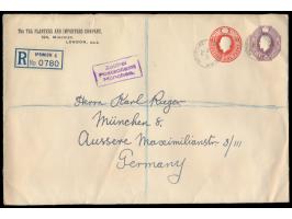 Privat-Ganzsachenumschlag "Tea Planters and Importers Company" mit zwei Wertstempel King George V. 6 d. violett und 1 d. rot,