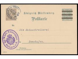 Dienst-Ganzsache 3 Pf. auf 2 Pf. (Druckvermerk 19 3 01), hektografierter Textzudruck des Kameralamt Ehingen, violettes Dienst