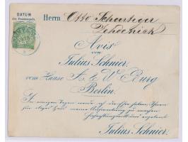 1/3 Gr (rechts unten kleiner Stockfleck) auf  Drucksachenkarte  (Vertreter-Avis), blauer Stempel  Berlin P.E. No. 25  9.5.68,