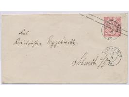 Preußen-K2  Reinerz B:  13.8. (Reinerz Bad, Saison-Postamt), zwei Abschläge auf Ganzsache 1 Gr. nach Schwedt, Ausg.-Stempel 1