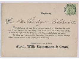 1/3 Gr auf  Drucksachenkarte  (Vertreter-Avis) der Tabakhandlung Abrah. Wilh. Steinemann &amp; Comp., Stempel  Magdeburg  1.3